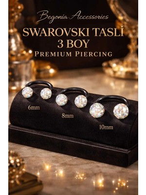 Lunexa 316L Cerrahi Çelik Antialerjik Şambala 6mm ,8mm, 10MM 3 Adet Siyah Piercing Set