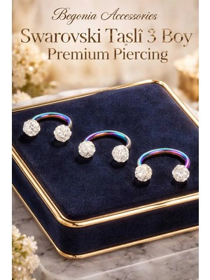 Lunexa 316L Cerrahi Çelik Antialerjik Şambala 6mm ,8mm, 10MM 3 Adet Rainbow Piercing Set