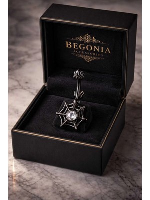 Lunexa 316L Cerrahi Çelik Fashion Zirkon Taşlı Black Kaplama Göbek Piercing