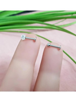Lunexa 316L Cerrahi Çelik -8 mm  Top Uçlu Ikili Set Labret Piercing
