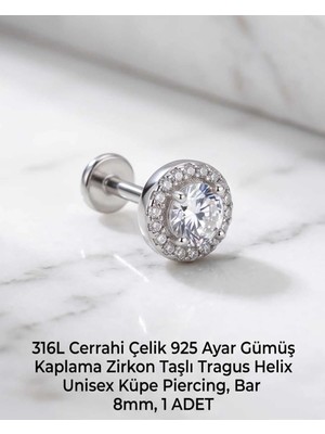 Lunexa 316L Cerrahi Çelik Paslanmaz Kararmaz Alerji Yapmaz Zirkon Taşlı Figürlü Unisex Tragus Helix Küpe Piercing G106-25