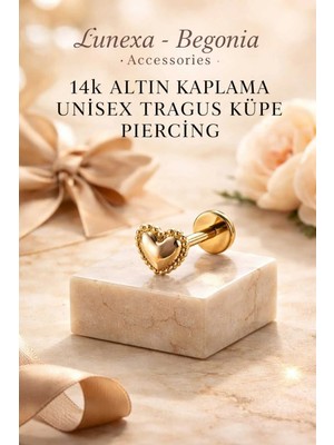 Lunexa 316L Cerrahi Çelik Altın Kaplama Kararmaz Alerji Yapmaz Zirkon Taş Figür Unisex Tragus Küpe Piercing