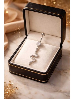 Lunexa 316L Cerrahi Çelik Fashion Zirkon Taşlı Göbek Piercing