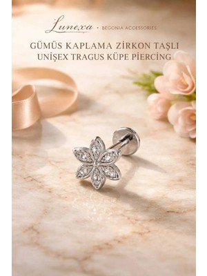 Lunexa 316L Cerrahi Çelik Paslanmaz Kararmaz Alerji Yapmaz Zirkon Taşlı Figürlü Unisex Tragus Küpe Piercing