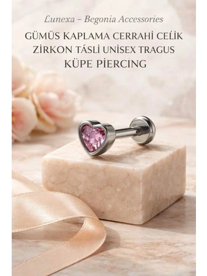 Lunexa 316L Cerrahi Çelik Paslanmaz Kararmaz Alerji Yapmaz Zirkon Taşlı Figürlü Unisex Tragus Küpe Piercing