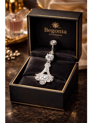 Lunexa 316L Cerrahi Çelik Fashion Zirkon Taşlı Göbek Piercing