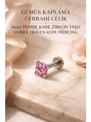 Lunexa 316L Cerrahi Çelik Paslanmaz Kararmaz Alerji Yapmaz Zirkon Taşlı Figürlü Unisex Tragus Küpe Piercing