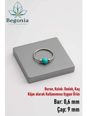 Lunexa 925 Ayar Gümüş Mavi Boncuk Üç Top Halka Hızma, Küpe Olarak Kullanıma Uygundur