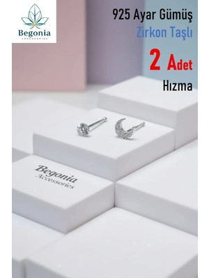 Lunexa 925 Ayar Gümüş  2 Adet Zirkon Taşlı Hızma Set