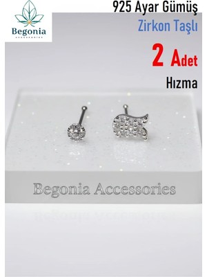 Lunexa 925 Ayar Gümüş  2 Adet Zirkon Taşlı Hızma Set