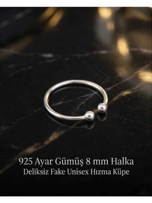 Lunexa 925AYAR Gümüş Delikli Deliksiz Fake Unisex Halka Küpe Hızma Minimal Şık Modern Tasarım Alerji Yapmaz