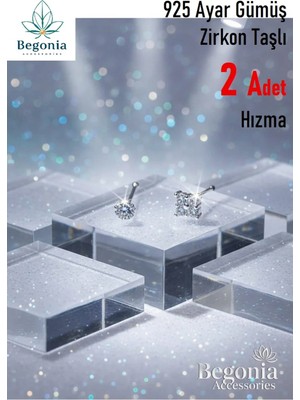 Lunexa 925 Ayar Gümüş  2 Adet Zirkon Taşlı Hızma Set