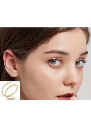 Lunexa 925 Ayar Gümüş Çift Görünümlü Gold Halka Hızma & Küpe