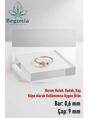 Lunexa 925 Ayar Gümüş Pembe Boncuk Üç Top Halka Hızma, Küpe Olarak Kullanıma Uygundur