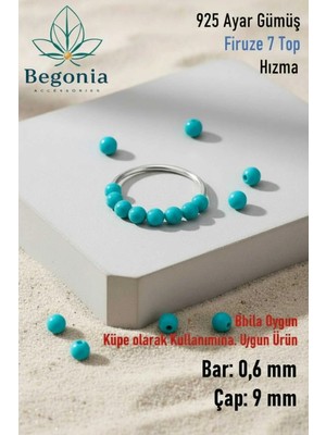 Lunexa 925 Ayar Gümüş Piercing 7 Top Firuze Boncuklu Halka Hızma & Kıkırdak Küpe
