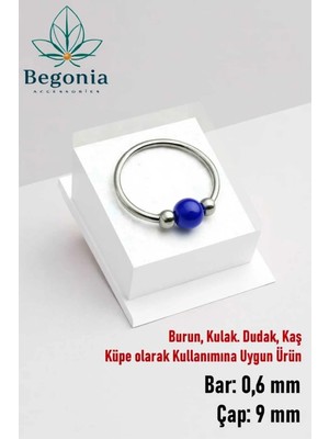 Lunexa 925 Ayar Gümüş Lacivert Boncuk Üç Top Halka Hızma, Küpe Olarak Kullanıma Uygundur