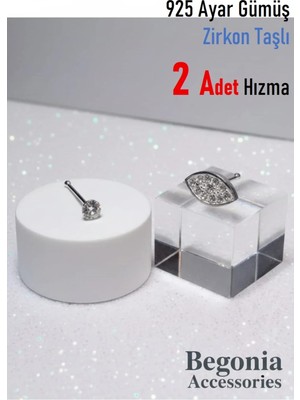 Lunexa 925 Ayar Gümüş  2 Adet Zirkon Taşlı Hızma Set