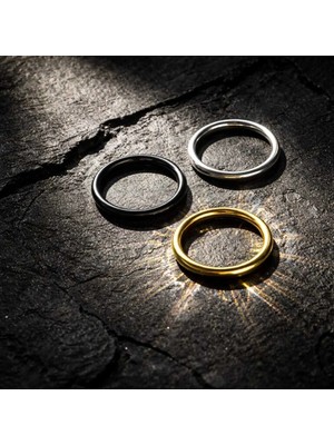 Lunexa 925 Ayar Gümüş, Silver,gold,black 3 Adet Halka Hızma Set