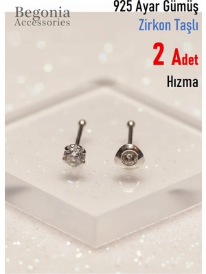 Lunexa 925 Ayar Gümüş  2 Adet Zirkon Taşlı Hızma Set
