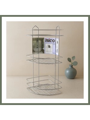 Bezos 3 Katlı Üçgen Krom Metal Banyo Köşeliği - Duşakabin Rafı Bezos1