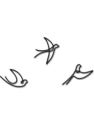 Happy Trend Ahşap Modern Üçlü Kuş Duvar Süsü Duvar Dekor, Tablosu