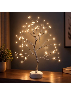 Happy Trend LED Gece Lambası Yılbaşı Tasarımlı Mini Ağaç Süslü LED Işıklı 2 Fonksiyonlu, Bükülebilir Kolay Dallar Dokunmatik LED Ağaç Lamba | Peri Işıkları - 1012
