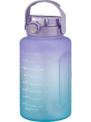 Happy Trend Mega Büyük Boy 2500ML 2.5litre Pipetli/pipetsiz Kullanım Çift Renk Motivasyon Matarası