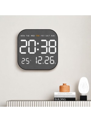 Happy Trend Dijital Duvar Saati 19 cm | Geri Sayım Zamanlayıcı, Alarm, Tarih, Sıcaklık, Otomatik Parlaklık, USB Güç, Uzaktan Kumandalı Elektronik Saat