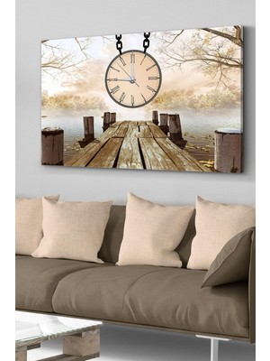 Happy Trend Kenarı Saatli Kanvas - Canvas Tablo, 100 x 65, SAAT-KVS-009