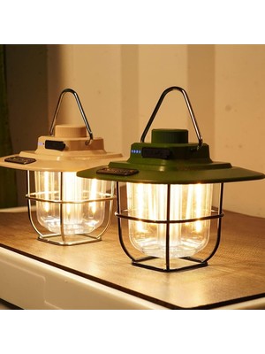 Happy Trend Lambası Feneri Vintage LED Kamp Feneri Suya Dayanıklı 5.000 Mah Açık Yürüyüş Için Kamp Işık Lambası Elektrik Kesintisi Acil Ev Arka Bahçe Verandası Balkon Teras