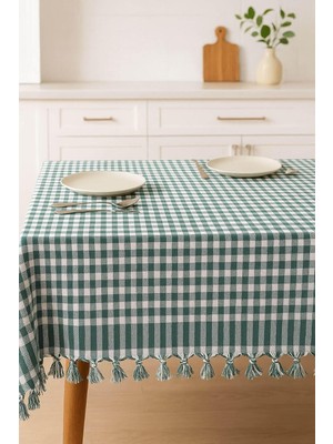 Happy Trend Rakip 170X170 Pötikare Yer Sofra Bezi Piknik Masa Örtüsü Saçaklı Yeşil
