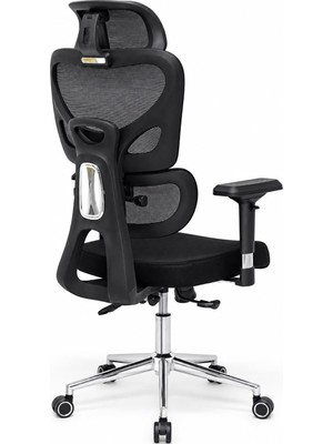Happy Trend Büro Ofis Sistemleri // Comfort Ultra Black 4d Krom Kol Yönetici Koltuğu Ofis Çalışma Koltuğu