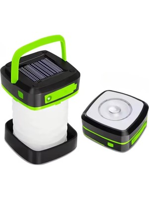 Happy Trend Güneş Enerjili Powerbank LED Kamp Feneri Suya Dayanıklı Açık Yürüyüş Için Kamp Işık Lambası Acil Ev Arka Bahçe Verandası Balkon Teras Fener ve Masa Lambası