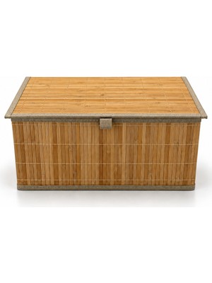 Naturel Dekor Bambu Kapaklı Astarlı Dikdörtgen Saklama Kutusu ve Organizer 32X45X20 Cm- Bohem, Sepet, Düzenleyici, Hurç, Iskandinav, Modern
