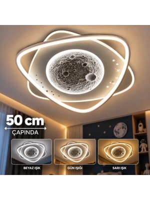 Dolunay Avize Moon Orbit LED Çocuk Odası Tavan Aydınlatma Avizesi