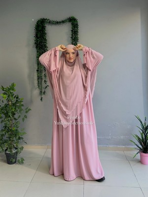 Yüsra Collection Papatya Nakışlı Liza Elbise ve Uzun Sufle 2”li Takım