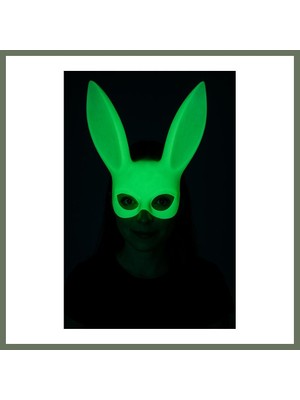 Bezos Karanlıkta Parlayan Fosforlu Tavşan Maskesi ? Glow Bunny Masquerade Maske (32X22 Cm) Bezos1