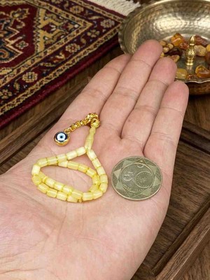 Gündüz Ticaret Mini Orijinal Damla Kehribar Tesbih Özel Koleksiyon Ölçü 4/5