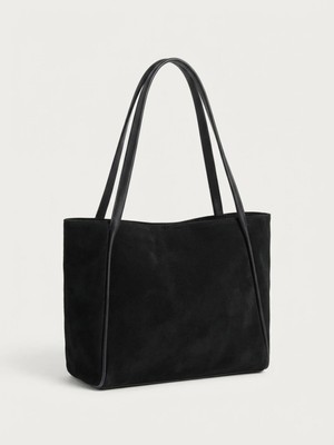 Satuna Kadın Büyük Boy Süet Tote Çanta - Astar Detaylı 35X27 cm Omuz Çantası