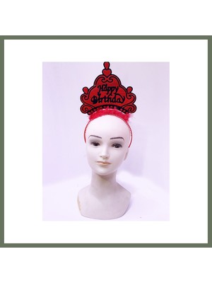 Bezos Happy Birthday Neon Kırmızı Renk Doğum Günü Tacı 24X15 cm Bezos1
