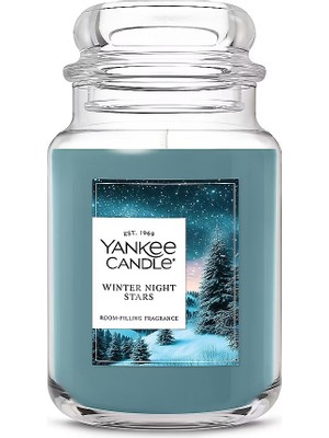 Yankee Candle Winter Night Stars Büyük Kavanoz Mum (623 Gr) Kış Gecesi Yıldızlar Ferah ve Odunsu Kokulu Dekoratif Mum