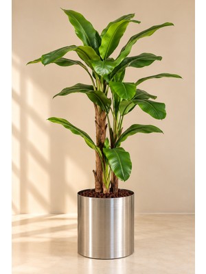Erhan Flowers Yapay Muz Ağacı 180 cm 17 Yaprak Metal Saksıda