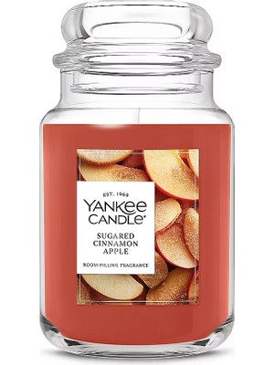 Yankee Candle Şekerli Tarçın Elma Büyük Kavanoz Mum 623 gr - Tarçın, Elma ve Vanilya Kokulu Dekoratif Mum