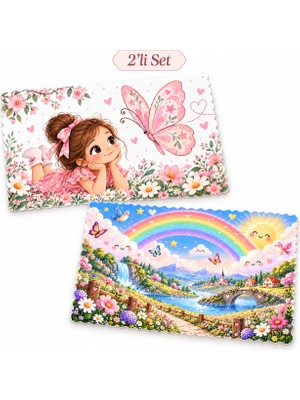 Yelay Home 2 Adet Okul Için Çocuk Beslenme Örtüsü Anaokulu ve Ilkokul Yıkanabilir Beslenme Bezi