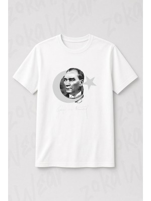 Zoka Wear Ataturk Gazi Mustafa Kemal 10 Kasim Turk Bayragi Baskılı Tişört