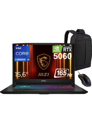Msı Katana 15 Hx B14WFK-450XTR Intel Core I9 14900HX 64GB 2tb SSD RTX5060 Freedos 15.6" Qhd 165Hz Taşınabilir Bilgisayar - Webzone Çanta + Msi Mouse WZ14