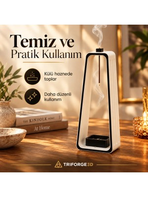 Triforge3D Modern Askılı Çubuk Tütsülük Beyaz Siyah Dekoratif Tütsü Tutucu Küllük Hazneli 3D Baskı