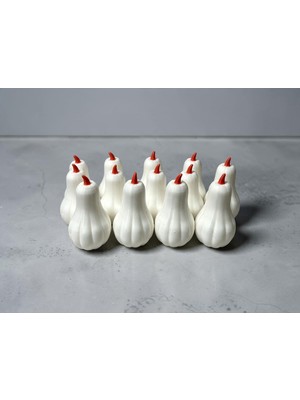 3D Tasarım Dekoratif Mini Balkabağı Objeleri - Sonbahar Konsepti-10 Adet(4cm)Beyaz