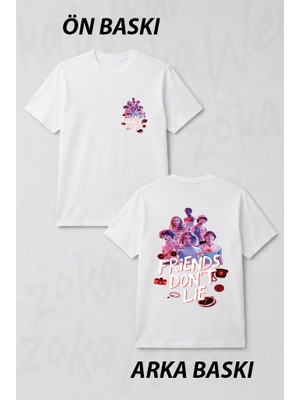 Zoka Wear Stranger Things Friends Dont Lie Ön ve Sırt Baskılı Tişört