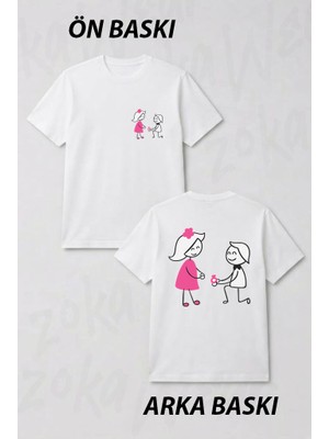 Zoka Wear Evlilik Teklifi Temali Sevgili Ön ve Sırt Baskılı Tişört